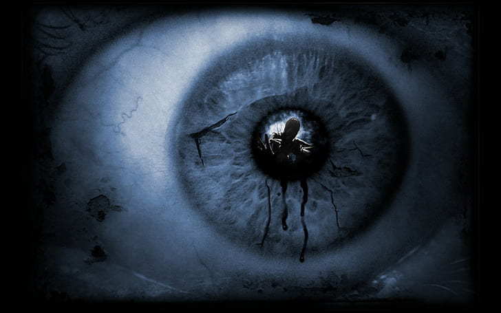 dark, darkness, eye, eyes, horror, photoshop, reflections, scared, scary, HD wallpaper