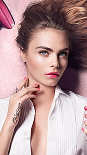 Cara Delevingne, grüne Augen, saftige Lippen, weißes Hemd, Model, HD-Hintergrundbild HD wallpaper