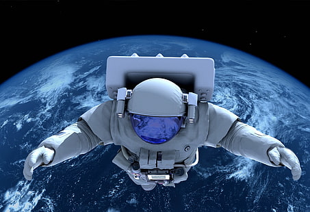 космонавт, Земля, космос, HD обои HD wallpaper