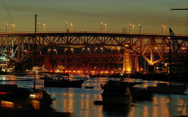 ponte, barca, paesaggio urbano, Sfondo HD