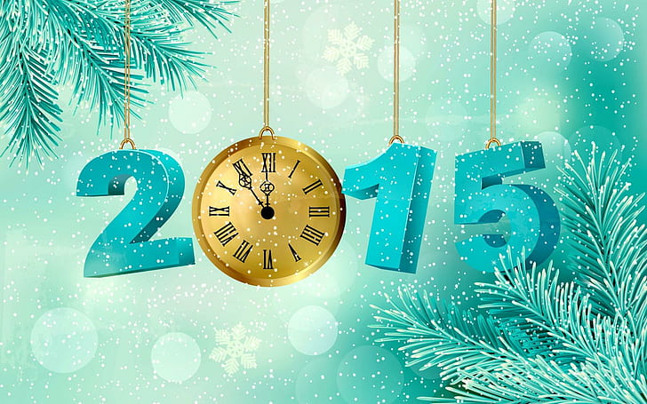 Snow Rain New Year 2015, 축제 / 공휴일, 새해, 축제, 휴일, 2015, HD 배경 화면