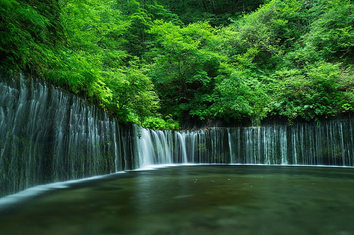 Водопади, водопад, зеленина, природа, HD тапет