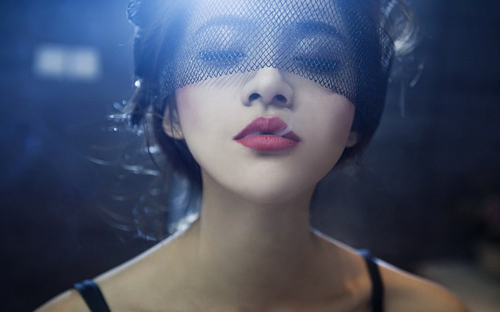 women, model, face, smoke, closed eyes, HD wallpaper