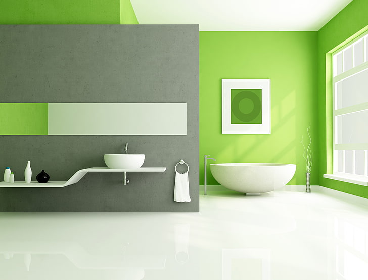 pia branca, banheiro, design, gráficos, HD papel de parede