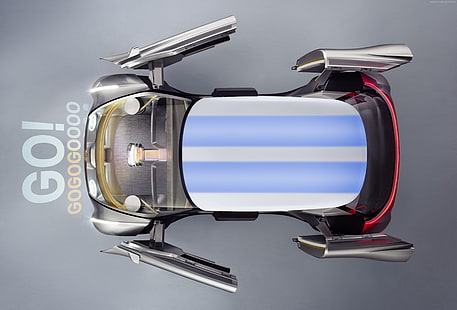 シルバー、未来の車、Mini Vision Next 100、未来派、 HDデスクトップの壁紙 HD wallpaper