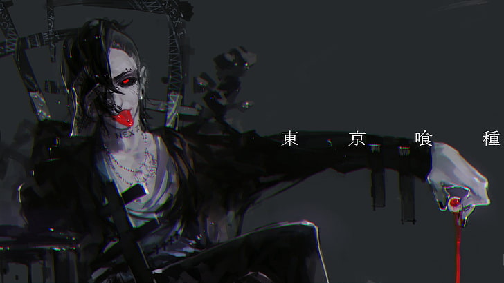 vit och svart monster karaktär illustration, Anime, Tokyo Ghoul, Uta (Tokyo Ghoul), HD tapet