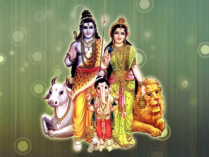 Lord Shiva Parvati und Ganesh, Krishna und Radha Wallpaper, Gott, Lord Shiva, Ganesha, Shiva, Lord, Parvati, HD-Hintergrundbild HD wallpaper