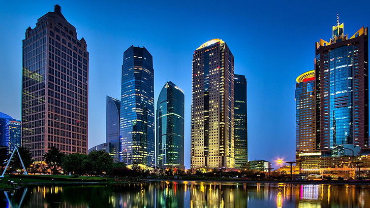 shanghai, cityscape, city, china, skyscraper, metropolis, skyline, huangpu river, tower block, sky, building, architecture, HD wallpaper