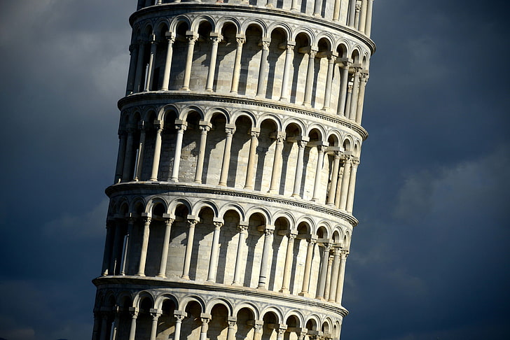 the sky, Italy, Pisa, The leaning tower of Pisa, HD wallpaper