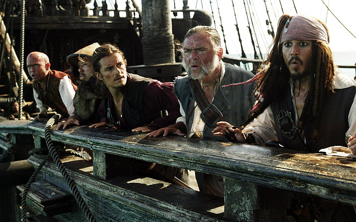 Johnny Deep, Pirati dei Caraibi, Jack Sparrow, Orlando Bloom, film, Johnny Depp, pirati, Sfondo HD