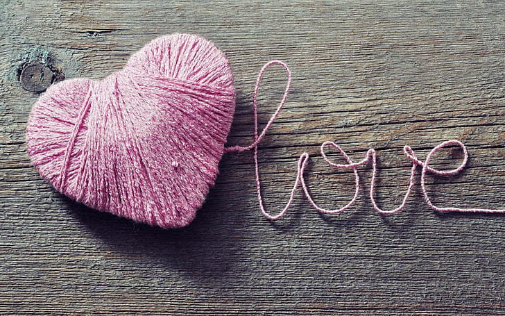 Wool Heart Love Pink, 1920x1200, wool, heart, pink love, pink, HD wallpaper