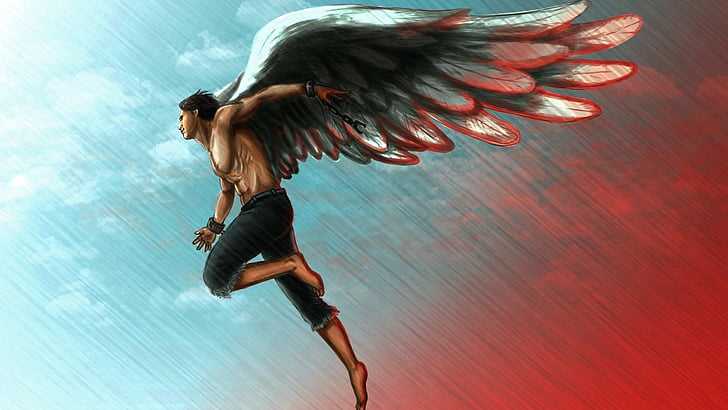 Фэнтези, Ангел, Человек, Крылья, HD обои