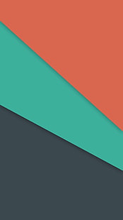 papel de parede vermelho, verde e preto, fundo laranja, verde-azulado e cinza, estilo de material, Android L, arte digital, padrão, minimalismo, HD papel de parede HD wallpaper