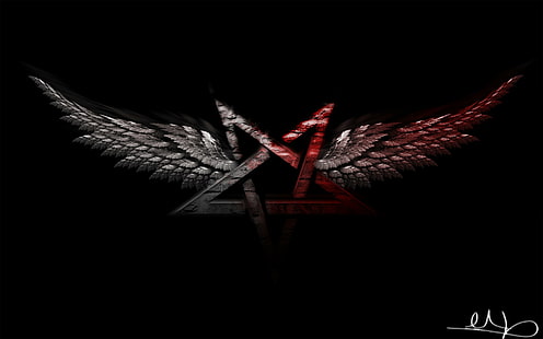 Pentagramm, Flügel, schwarz, HD-Hintergrundbild HD wallpaper