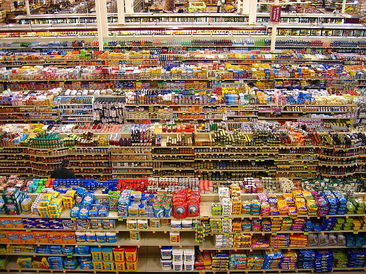 супермаркет, рынки, еда, линии, HD обои