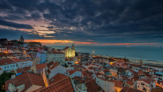Sonnenaufgang, Portugal, Lissabon, HD-Hintergrundbild HD wallpaper
