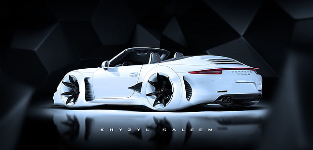 white convertible, Khyzyl Saleem, car, Porsche 911 Carrera S, HD wallpaper HD wallpaper