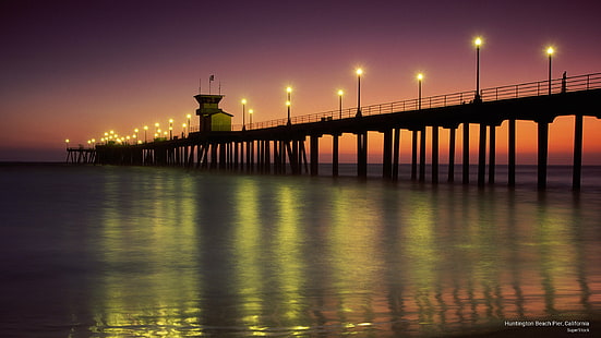 Пристанище Хънтингтън Бийч, Калифорния, плажове, HD тапет HD wallpaper