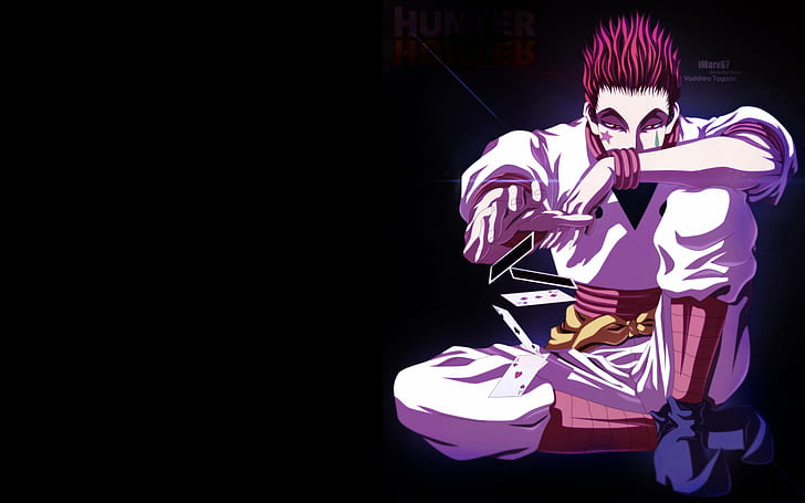Hunter x Hunter, Hisoka, anime boys, proste tło, anime, Tapety HD