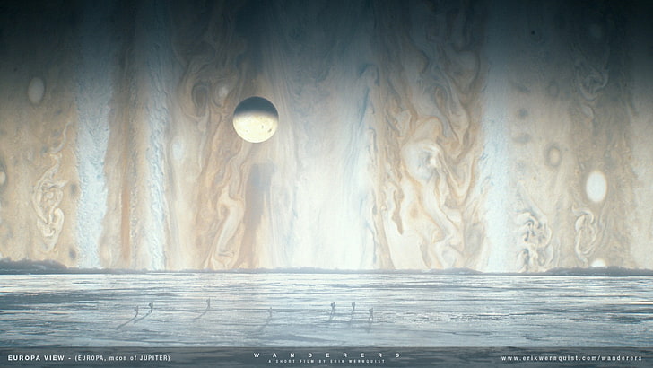 Weltraum, Galaxie, Mond, Planet, Natur, Landschaft, Wanderer, digitale Kunst, HD-Hintergrundbild