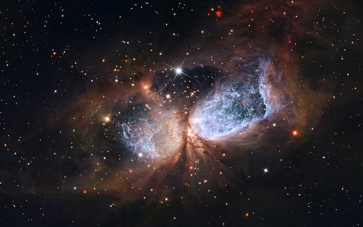 galaxia negra y azul, espacio, foto, Hubble, Swan, estrella, NASA, constelación, imágenes, vista, polvo, constelación Cygnus, nube de gas, ESA, The Hubble Space Telescope, The Swan, la formación de estrellas, región de formación estelar, nube de polvo, región S 106, estrella recién formada, creación, telescopio espacial Hubble, S106 IR, Sh 2-106, estrellas jóvenes, sector C 106, Fondo de pantalla HD