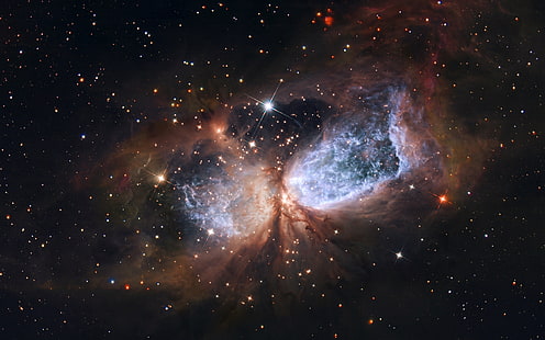galaxie noire et bleue, espace, photo, Hubble, Cygne, étoile, NASA, constellation, images, vue, poussière, constellation Cygnus, nuage de gaz, ESA, télescope spatial Hubble, Le cygne, formation d'étoiles, région de formation d'étoiles, nuage de poussière, région S 106, étoile nouvellement formée, création, télescope spatial Hubble, S106 IR, Sh 2-106, étoiles jeunes, secteur C 106, Fond d'écran HD HD wallpaper