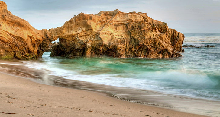 cliff, Beach, USA, tourism, Best Beaches in the World, 4k, Pearl Street, Laguna Beach, California, 5k, travel, 8k, HD wallpaper