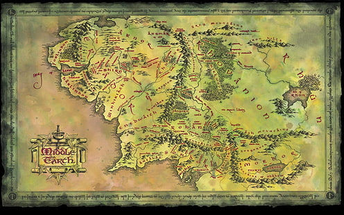 The Lord of the Rings Middle Earth Map HD, middle earth map, filmer, earth, the, rings, lord, map, middle, HD tapet HD wallpaper