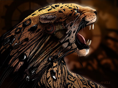 carta da parati leopardo nera e marrone, spot, ghepardo, zanne, Sfondo HD HD wallpaper
