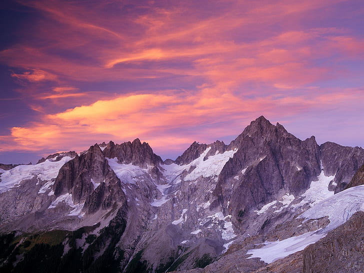 Si rannuvola il tramonto Washington, catena montuosa, tramonto, nuvole, Washington, sopra, Sfondo HD