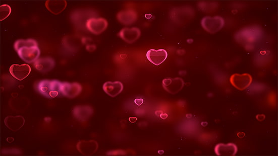 Coeurs d'amour fond rouge 4K, rouge, amour, fond, coeurs, Fond d'écran HD HD wallpaper