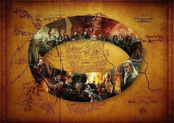 Map, The Hobbit, Bilbo Baggins, Legolas, Tauriel, The One Ring, The Dwarves Of Erebor, HD wallpaper