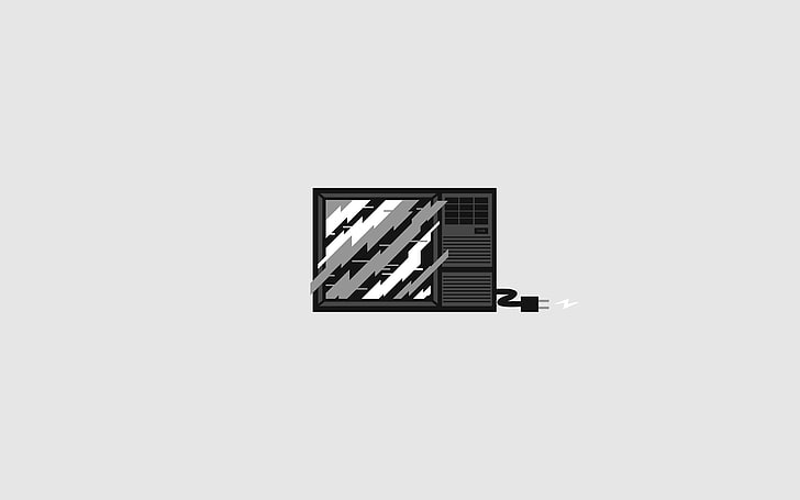 black window-type air conditioner illustration, television, wire, interference, HD wallpaper