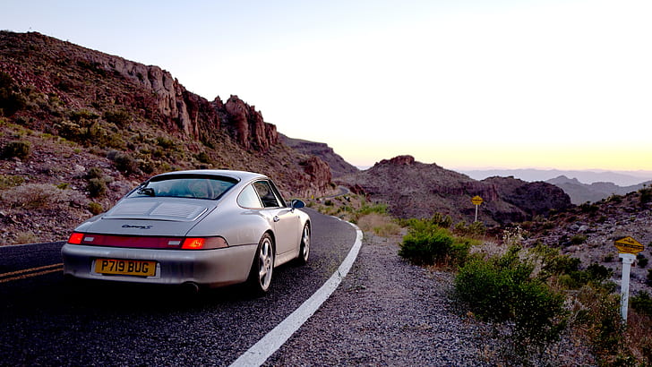 Porsche, porsche 993, canyon, taillights, car, HD wallpaper