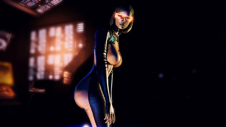 female android illustration, Mass Effect, EDI, Susie, visor, HD wallpaper