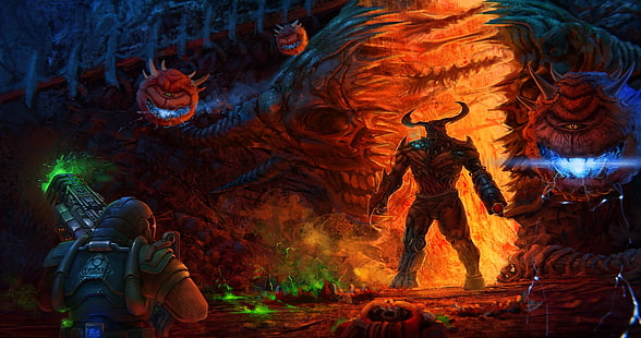 Person in Rüstung digitale Tapete, Doom (Spiel), Videospiele, HD-Hintergrundbild HD wallpaper