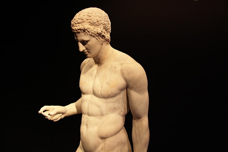 Michelangelo statue, male statue, sculpture, statue, Greek, mythology, nude, people, HD wallpaper