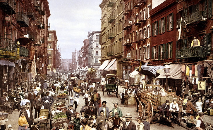 Old New York City, white awning, Vintage, City, York, HD wallpaper