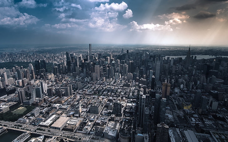 Stadtbild unter blauem Himmel tagsüber, Foto von Stadtbild tagsüber, Stadt, Stadtbild, New York City, Wolkenkratzer, Gebäude, Wolken, HD-Hintergrundbild