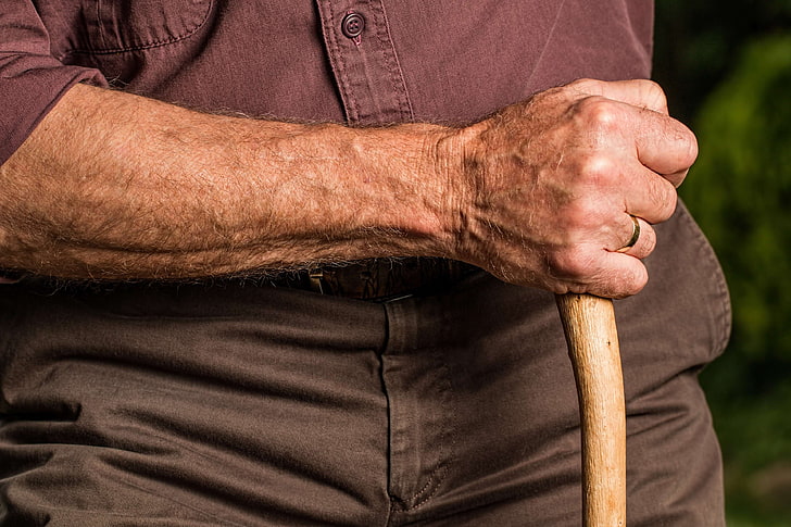 aged, arm, cane, elder, elderly, hand, man, old person, outdoors, senior, skin, support, walking stick, HD wallpaper