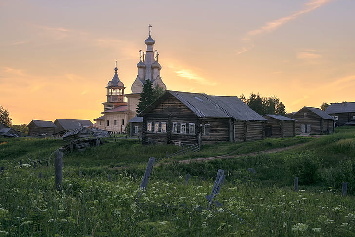 Russia, chiesa, paesaggio, Sfondo HD