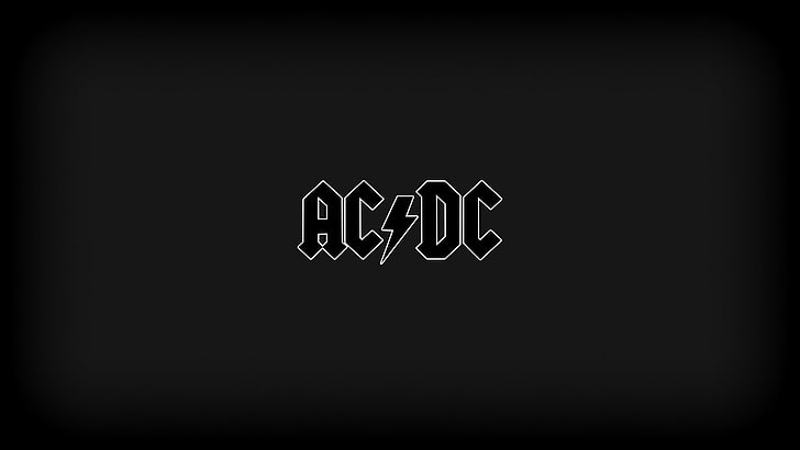 شعار AC DC على خلفية سوداء ، ACDC ، AC / DC ، روك، خلفية HD