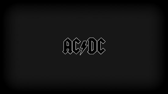 โลโก้ AC DC บนพื้นหลังสีดำ, acdc, AC / DC, rock, วอลล์เปเปอร์ HD HD wallpaper