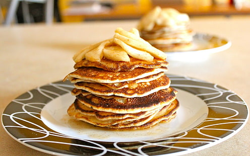 Pfannkuchen, Frühstück, Haufen, Teller, HD-Hintergrundbild HD wallpaper