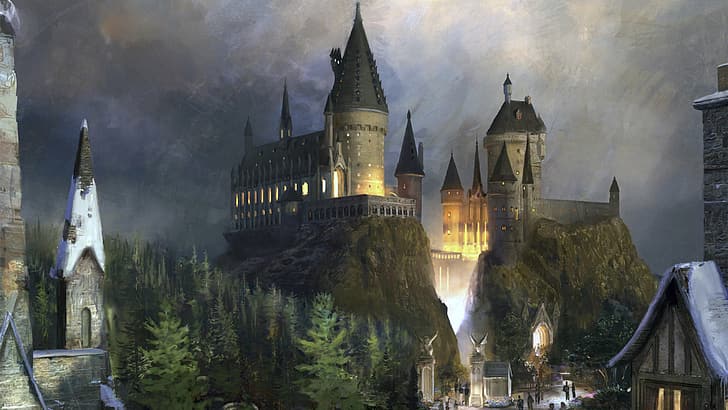 Harry Potter, Hogwarts Kalesi, kale, fantezi mimarisi, HD masaüstü duvar kağıdı