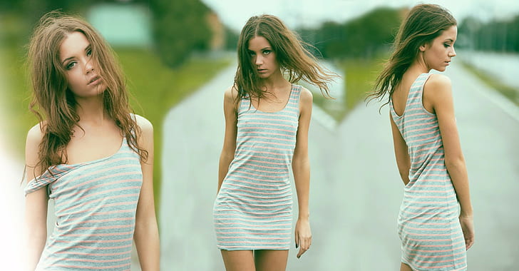 kvinnor modellerar bröstvårtor genom kläder xenia kokoreva collage, HD tapet