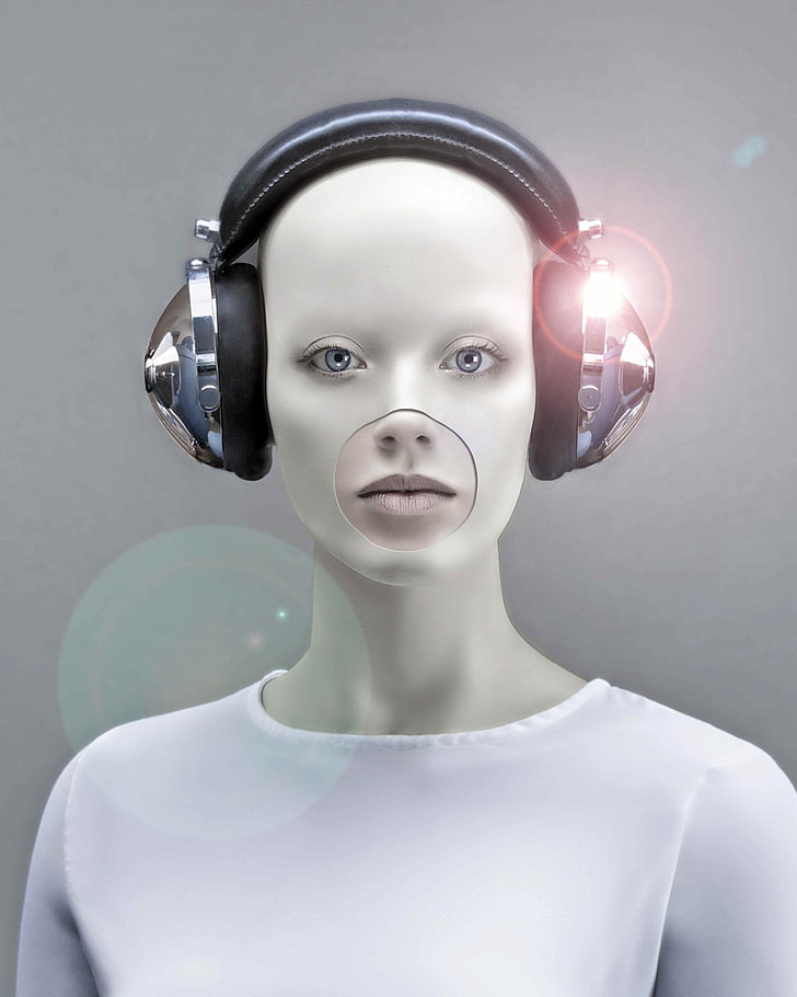 Götwin van Bergen, robot, wajah, wanita, model, 500px, Wallpaper HD, wallpaper seluler