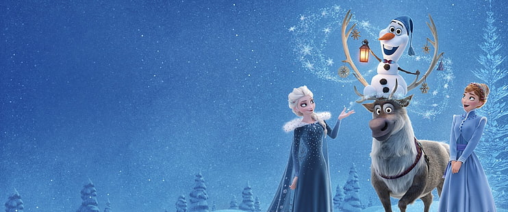 Película, Olaf's Frozen Adventure, Anna (Frozen), Elsa (Frozen), Olaf (Frozen), Sven (Frozen), Fondo de pantalla HD HD wallpaper