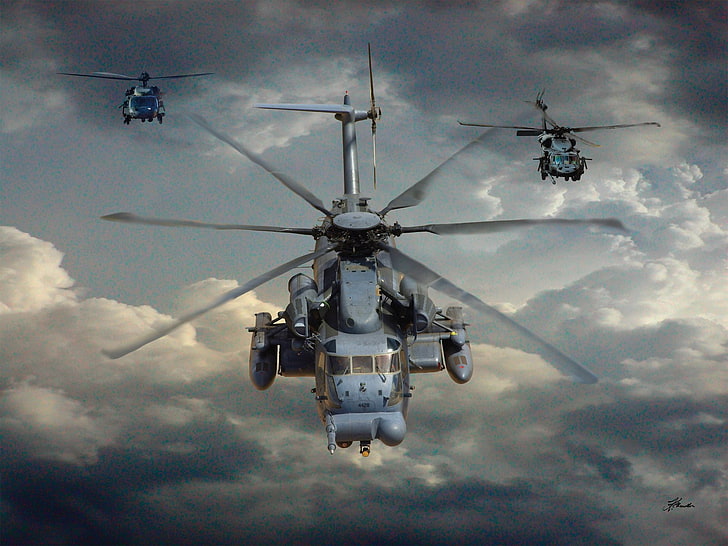 Helicópteros militares, garanhão mar Sikorsky CH-53, HD papel de parede