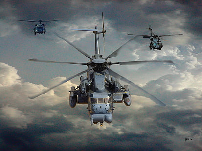 Военные вертолеты, Сикорский CH-53 Морской жеребец, HD обои HD wallpaper